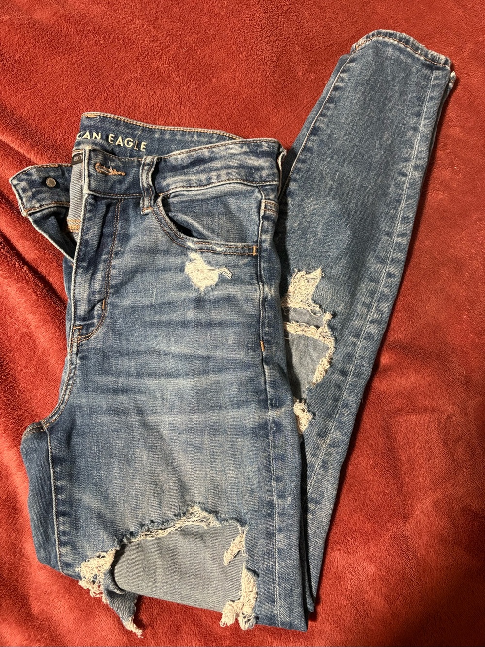 American Eagle Outfitters Light Blue Distressed Skinny Jeans